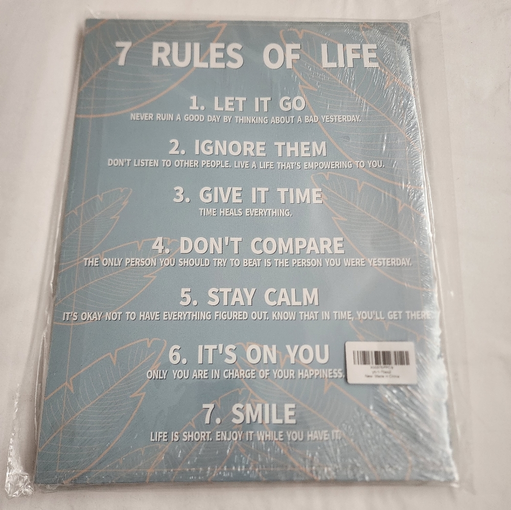 NWT Rules of Life Wall Hanging 11"x15"